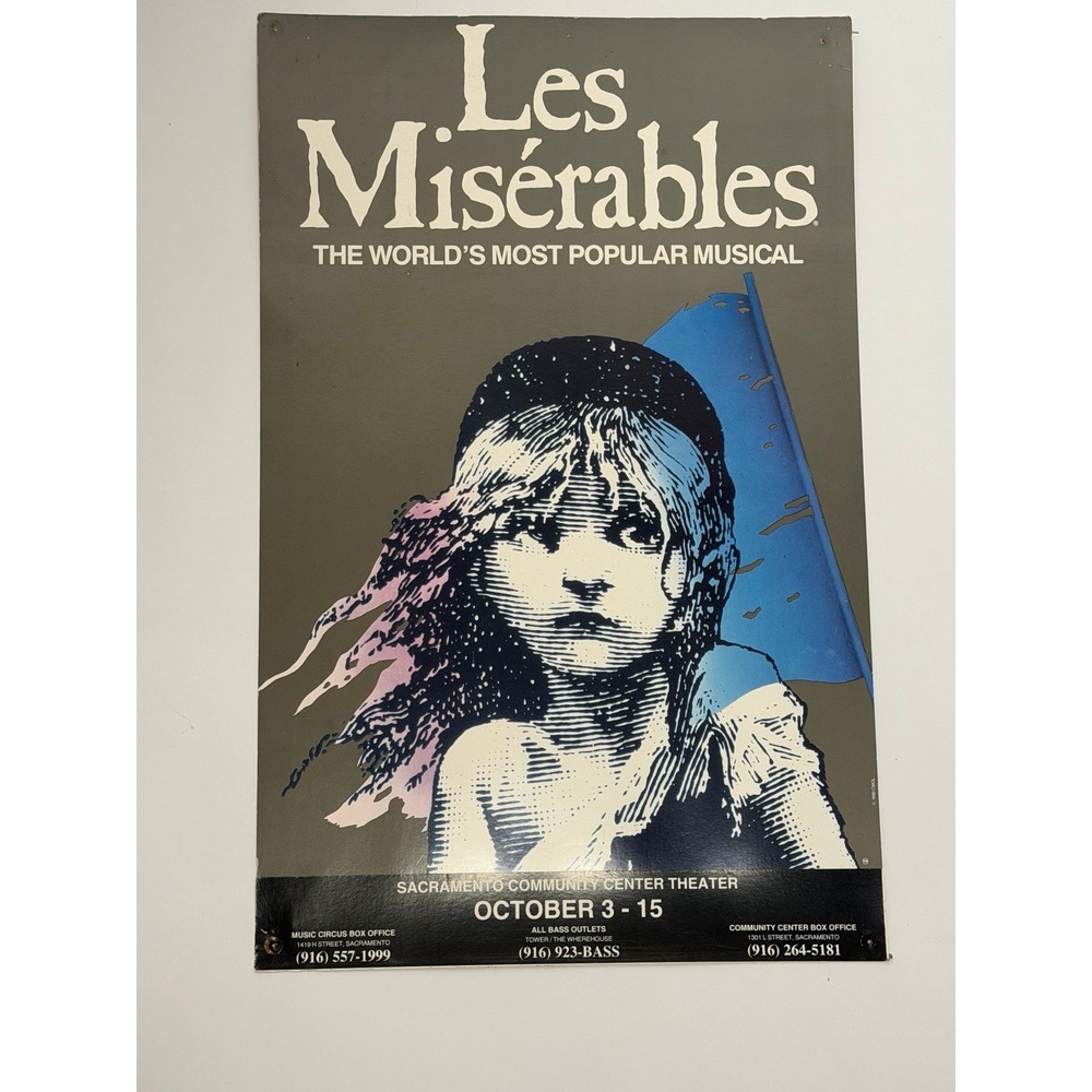 Vintage Original Les Miserables Musical Theater Poster 14x22